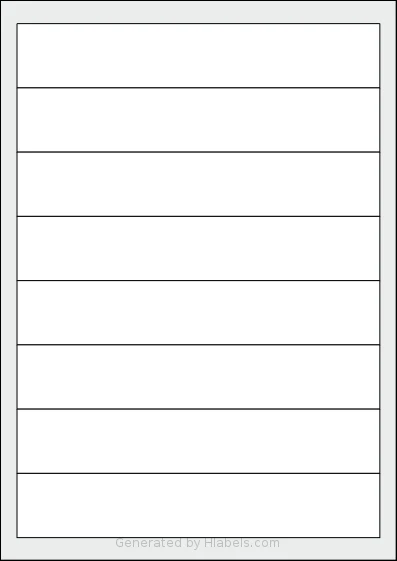 Tanex® TW-2108 template with 8 rectangular 192 x 34 millimeter labels per sheet, on A4-size adhesive blank label sheets.