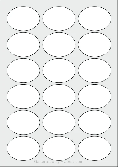 Tanex® TW-2118 template with 18 oval 58.4 x 43.2 millimeter labels per sheet, on A4-size adhesive blank label sheets.