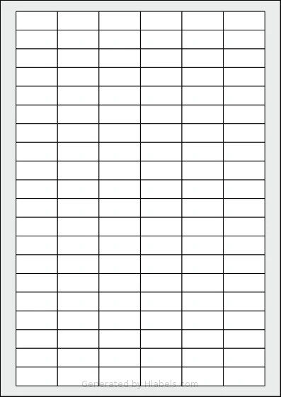 Tanex® TW-2120 template with 120 rectangular 31 x 14 millimeter labels per sheet, on A4-size adhesive blank label sheets.