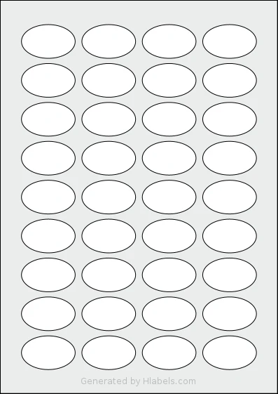 Tanex® TW-2148 template with 36 oval 40.6 x 25.4 millimeter labels per sheet, on A4-size adhesive blank label sheets.