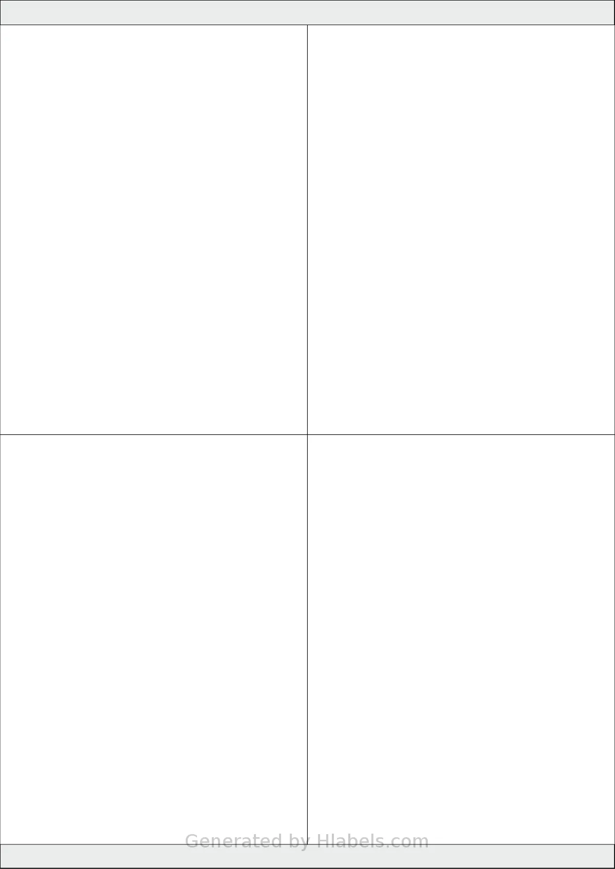 Tanex® TW-2304 template with 4 rectangular 105 x 140 millimeter labels per sheet, on A4-size adhesive blank label sheets.