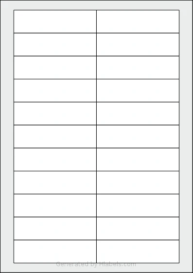 Tanex® TW-2320 template with 22 rectangular 90 x 25 millimeter labels per sheet, on A4-size adhesive blank label sheets.