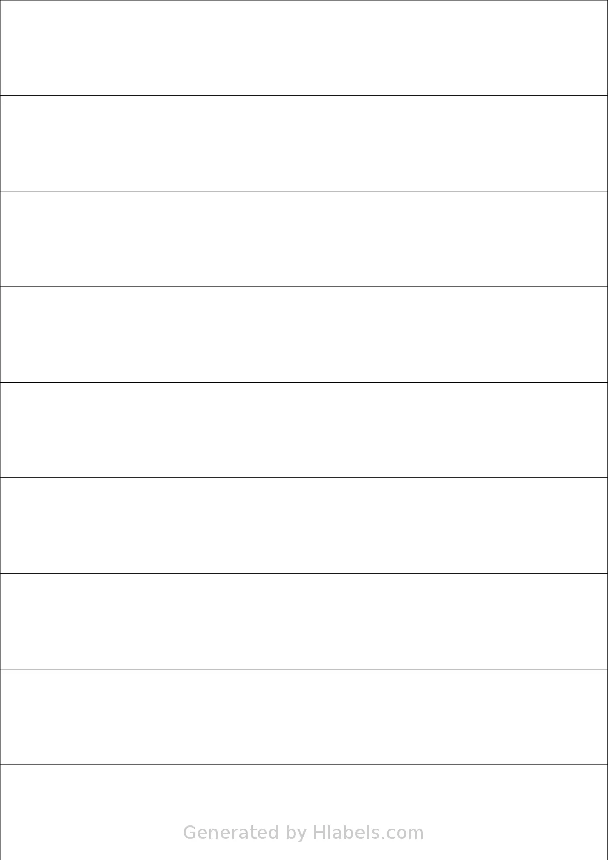 Tanex® TW-2329 template with 9 rectangular 210 x 33 millimeter labels per sheet, on A4-size adhesive blank label sheets.