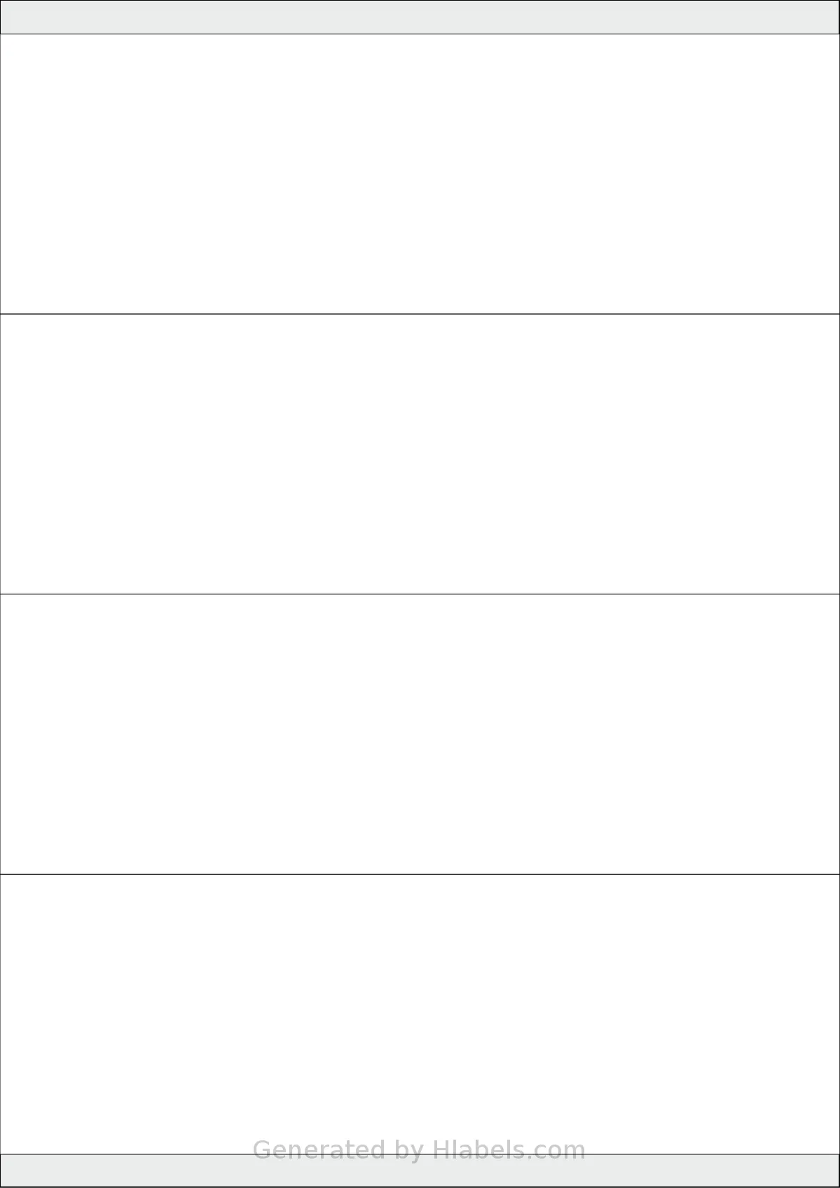 Tanex® TW-2370 template with 4 rectangular 210 x 70 millimeter labels per sheet, on A4-size adhesive blank label sheets.