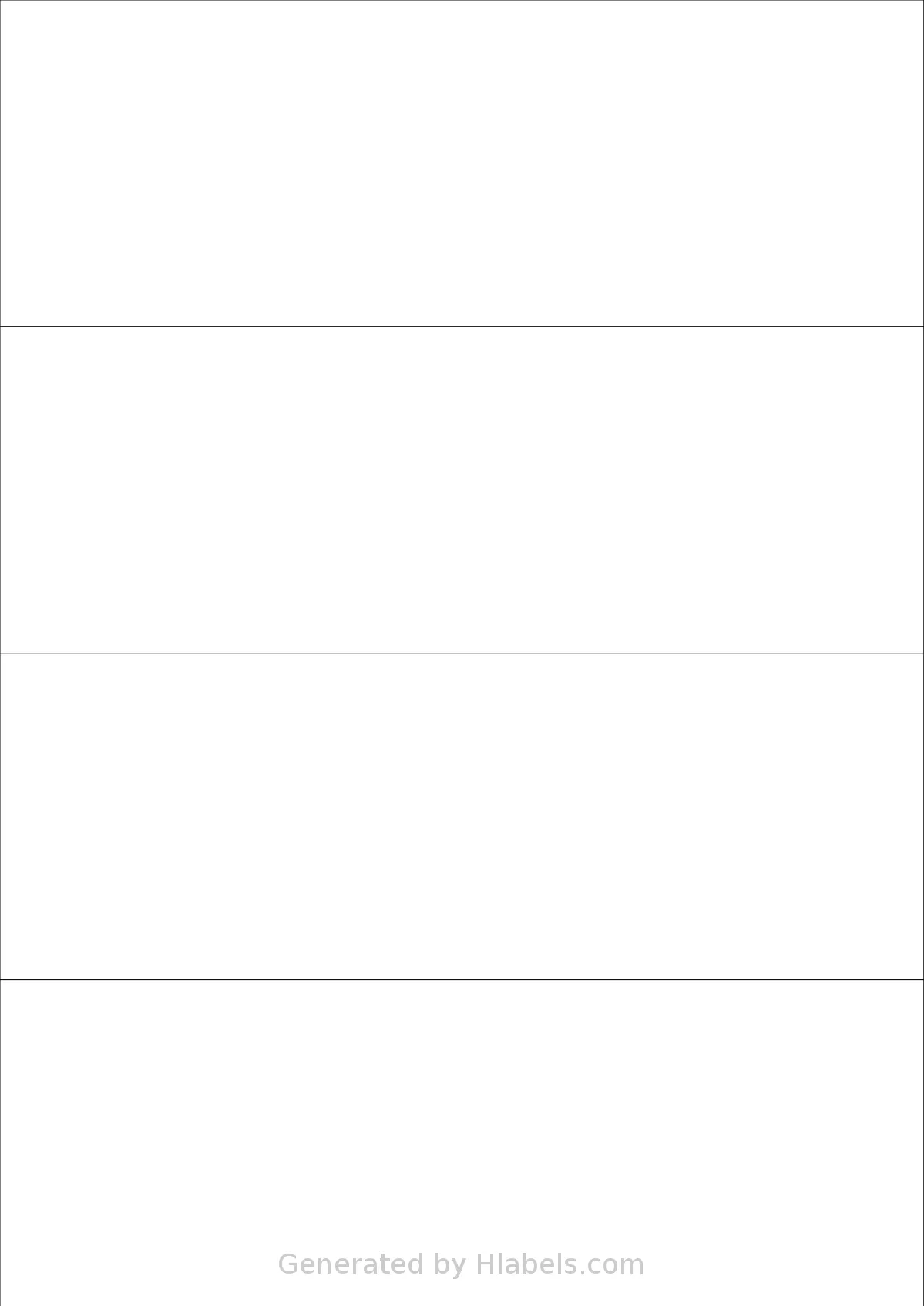 Tanex® TW-2404 template with 4 rectangular 210 x 74.25 millimeter labels per sheet, on A4-size adhesive blank label sheets.