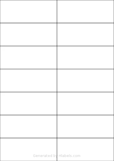 Tanex® TW-2712 template with 14 rectangular 105 x 42.4 millimeter labels per sheet, on A4-size adhesive blank label sheets.