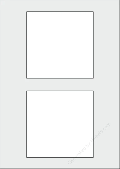 Tanex® TW-3117 template with 2 square 117 x 117 millimeter labels per sheet, on A4-size adhesive blank label sheets.