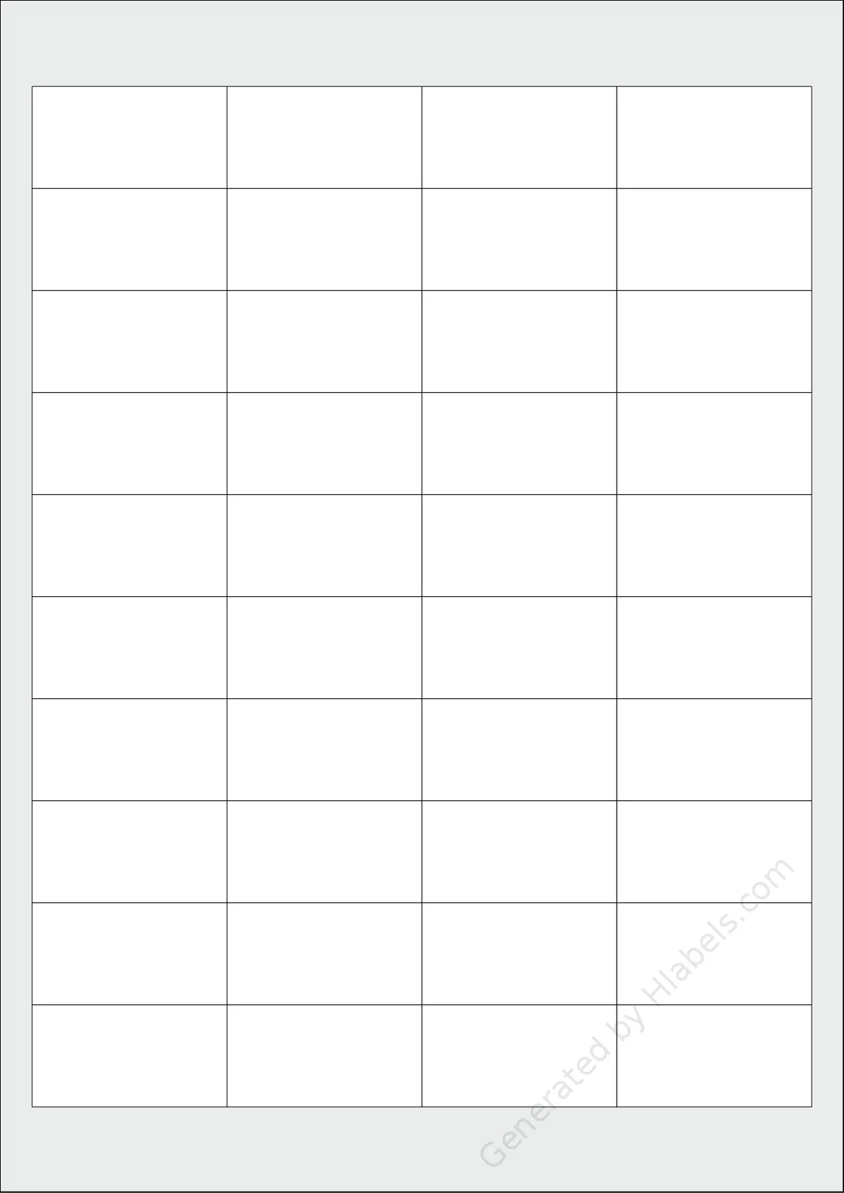 TopstickLabels® Topstick-8658 template with 40 rectangular 48.5 x 25.4 millimeter labels per sheet, on A4-size adhesive blank label sheets.