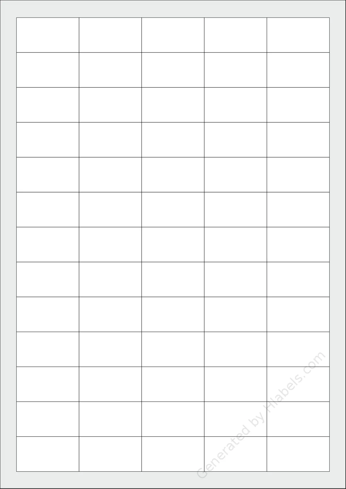 TopstickLabels® Topstick-8697 template with 65 rectangular 38 x 21.2 millimeter labels per sheet, on A4-size adhesive blank label sheets.