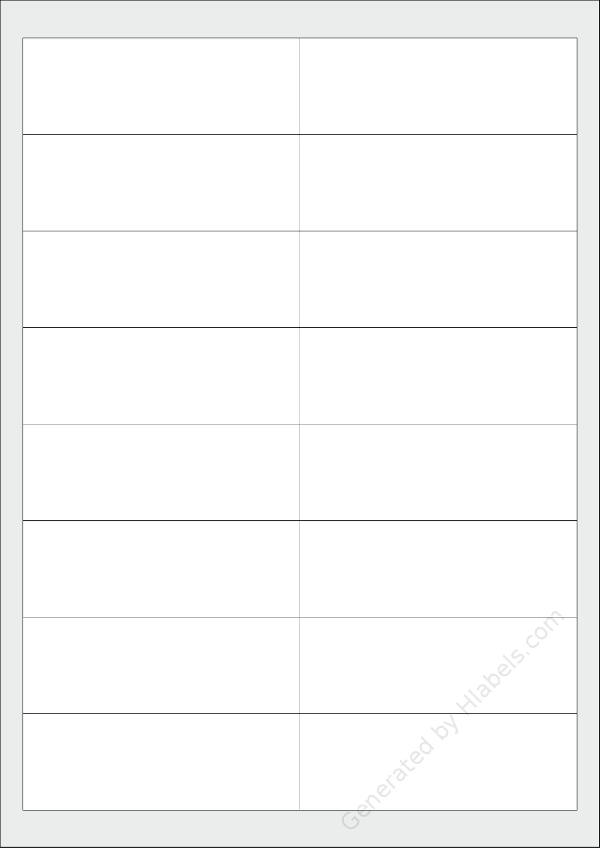 TopstickLabels® Topstick-8710 template with 16 rectangular 97 x 33.8 millimeter labels per sheet, on A4-size adhesive blank label sheets.