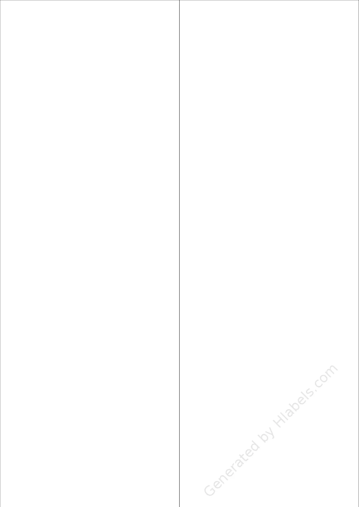 TopstickLabels® Topstick-8723 template with 2 rectangular 105 x 297 millimeter labels per sheet, on A4-size adhesive blank label sheets.