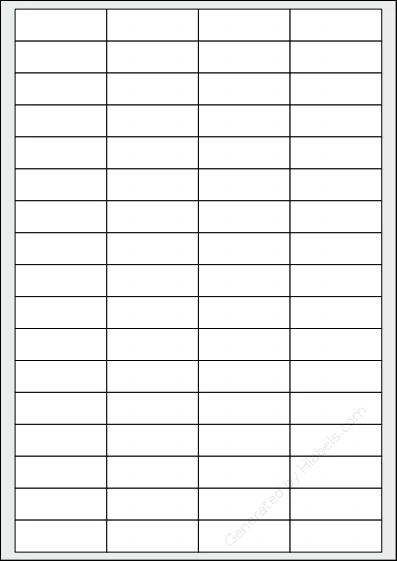 TopstickLabels® Topstick-8729 template with 68 rectangular 48.5 x 16.9 millimeter labels per sheet, on A4-size adhesive blank label sheets.