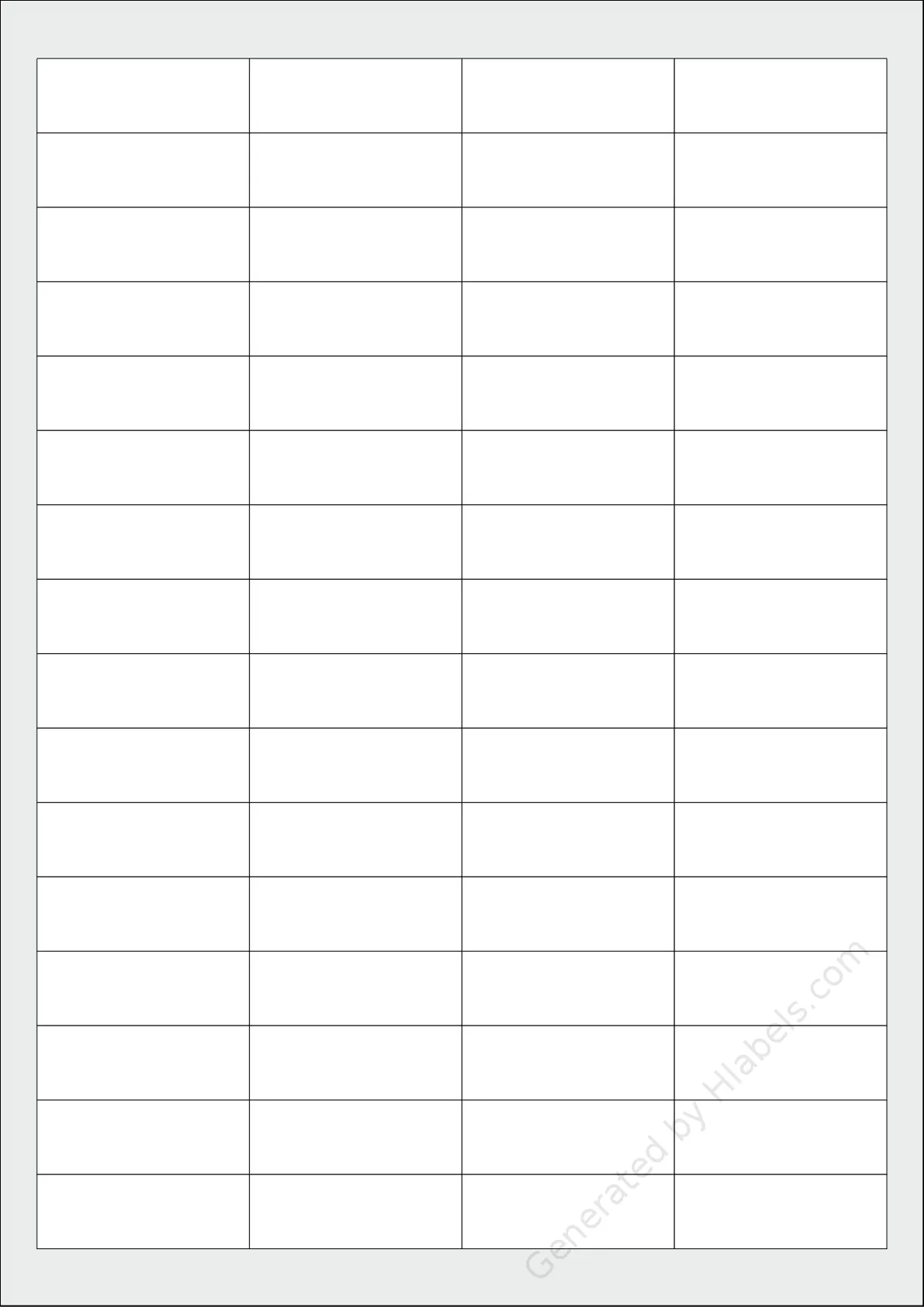 TopstickLabels® Topstick-8730 template with 64 rectangular 48.3 x 16.9 millimeter labels per sheet, on A4-size adhesive blank label sheets.