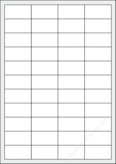 TopstickLabels® Topstick-8731 template with 44 rectangular 48.3 x 25.4 millimeter labels per sheet, on A4-size adhesive blank label sheets.