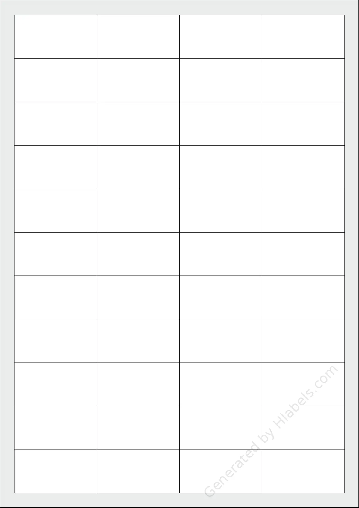 TopstickLabels® Topstick-8731 template with 44 rectangular 48.3 x 25.4 millimeter labels per sheet, on A4-size adhesive blank label sheets.