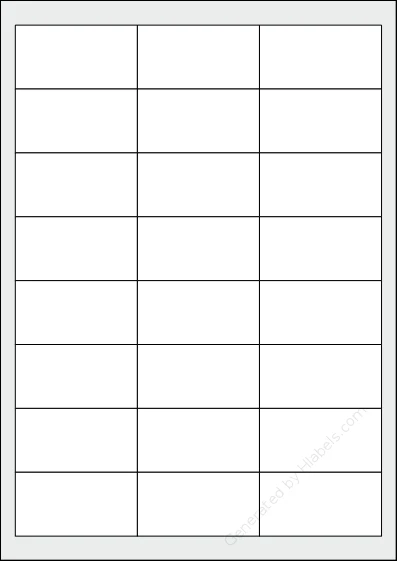 TopstickLabels® Topstick-8736 template with 24 rectangular 64.6 x 33.8 millimeter labels per sheet, on A4-size adhesive blank label sheets.