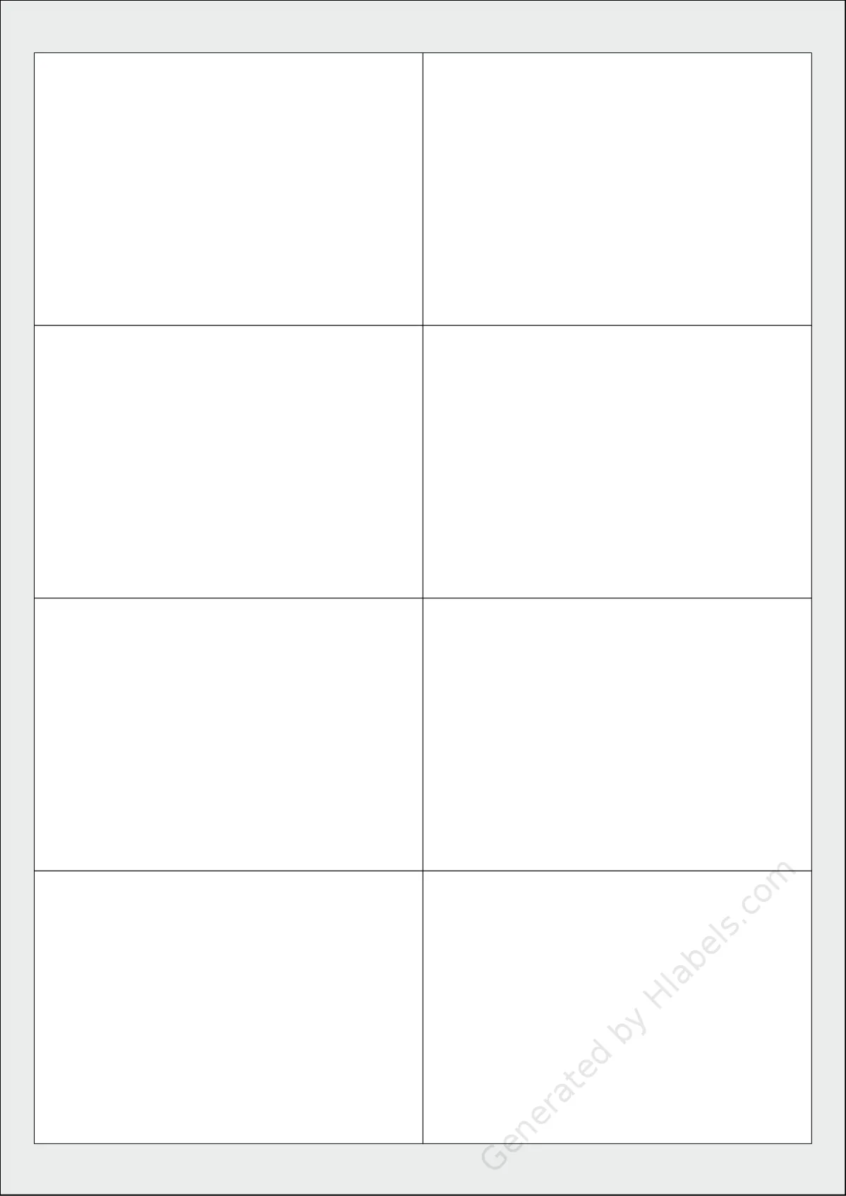TopstickLabels® Topstick-8739 template with 8 rectangular 96.5 x 67.7 millimeter labels per sheet, on A4-size adhesive blank label sheets.