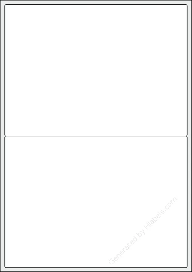 TopstickLabels® Topstick-8774 template with 2 rectangular 199.6 x 143.5 millimeter labels per sheet, on A4-size adhesive blank label sheets.