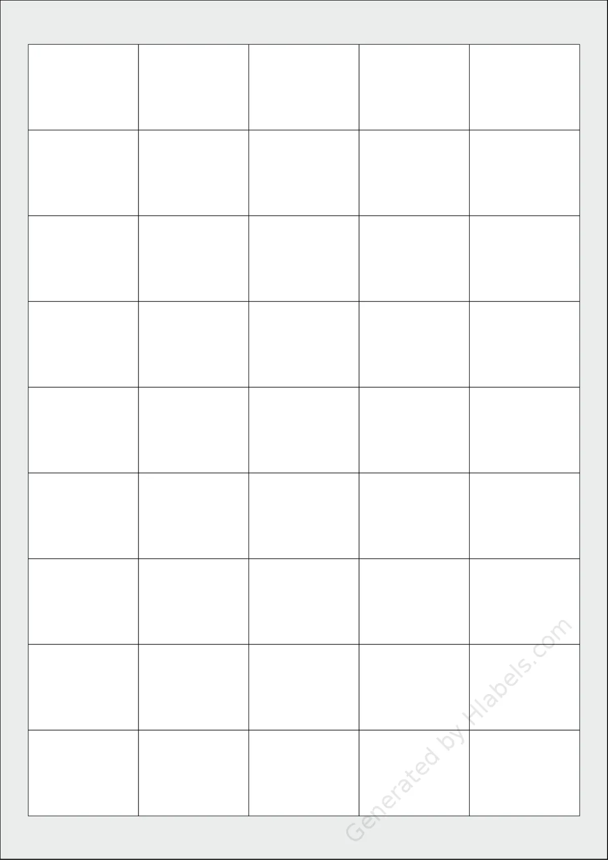 TopstickLabels® Topstick-8778 template with 45 rectangular 38.1 x 29.6 millimeter labels per sheet, on A4-size adhesive blank label sheets.