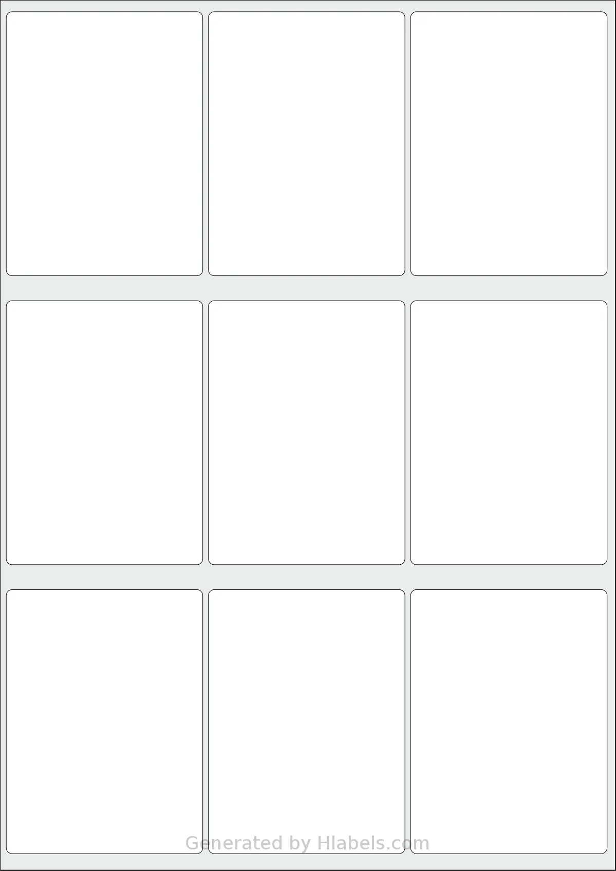 Tower® W235 template with 9 rectangular 67 x 90 millimeter labels per sheet, on A4-size adhesive blank label sheets.