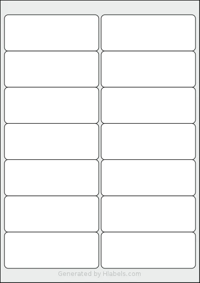 TownStix® A4-14 template with 14 rectangular 99.1 x 38.1 millimeter labels per sheet, on A4-size adhesive blank label sheets.