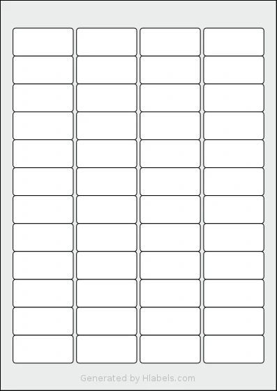TownStix® A4-48 template with 48 rectangular 45.7 x 21.2 millimeter labels per sheet, on A4-size adhesive blank label sheets.