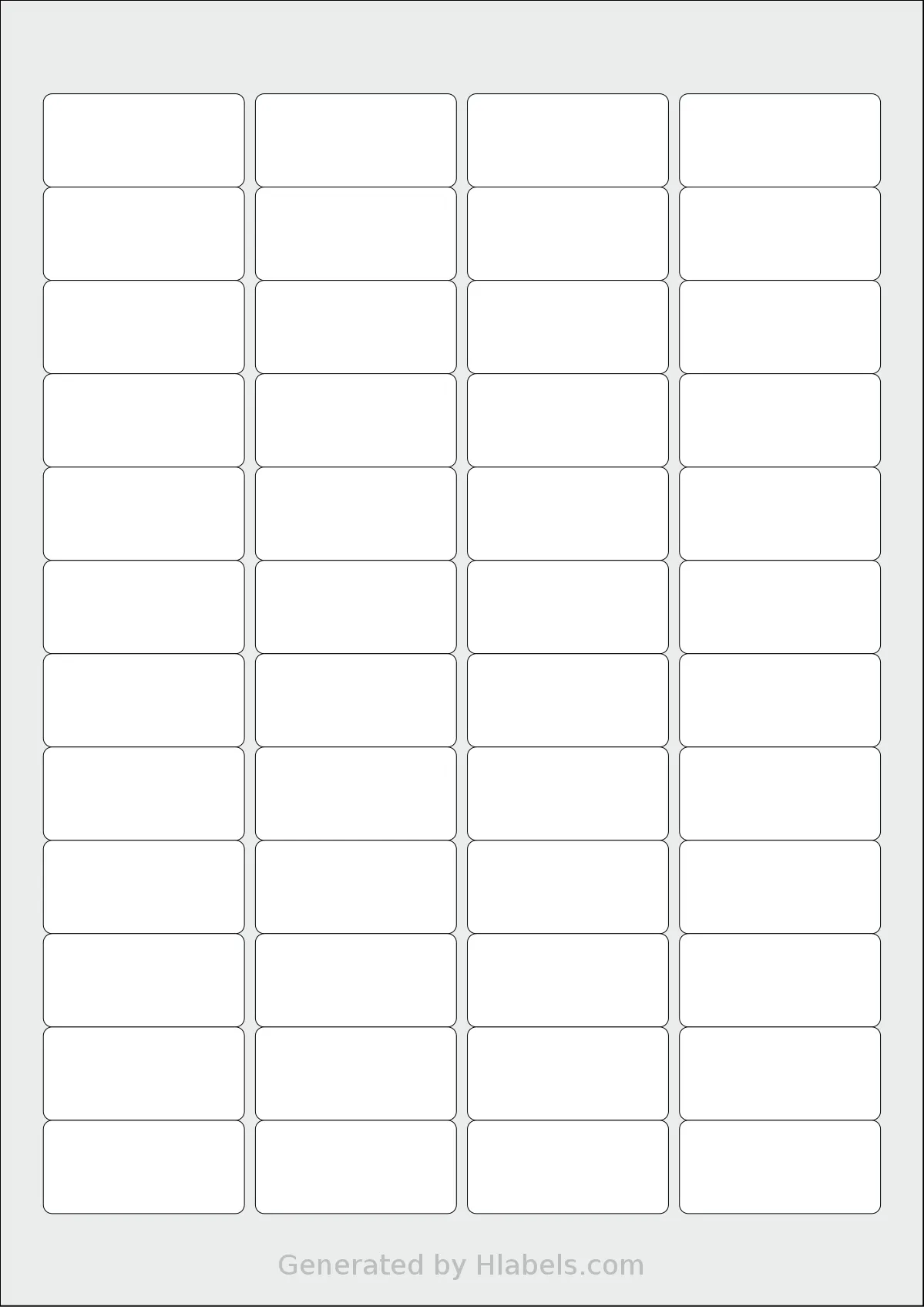 TownStix® A4-48 template with 48 rectangular 45.7 x 21.2 millimeter labels per sheet, on A4-size adhesive blank label sheets.