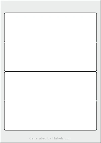 TownStix® A4-File-4 template with 4 rectangular 192 x 61 millimeter labels per sheet, on A4-size adhesive blank label sheets.