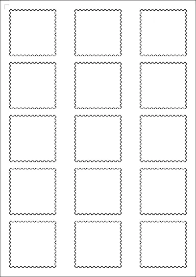 WatsonLabel® LL050050WR template with 15 unique shape labels per sheet, on A4-size adhesive blank label sheets.