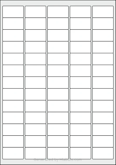 Xerox® 003R93177 template with 65 rectangular 38.1 x 21.2 millimeter labels per sheet, on A4-size adhesive blank label sheets.