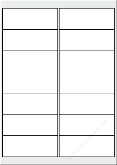 Xerox® 003R96289 template with 14 rectangular 99 x 38 millimeter labels per sheet, on A4-size adhesive blank label sheets.