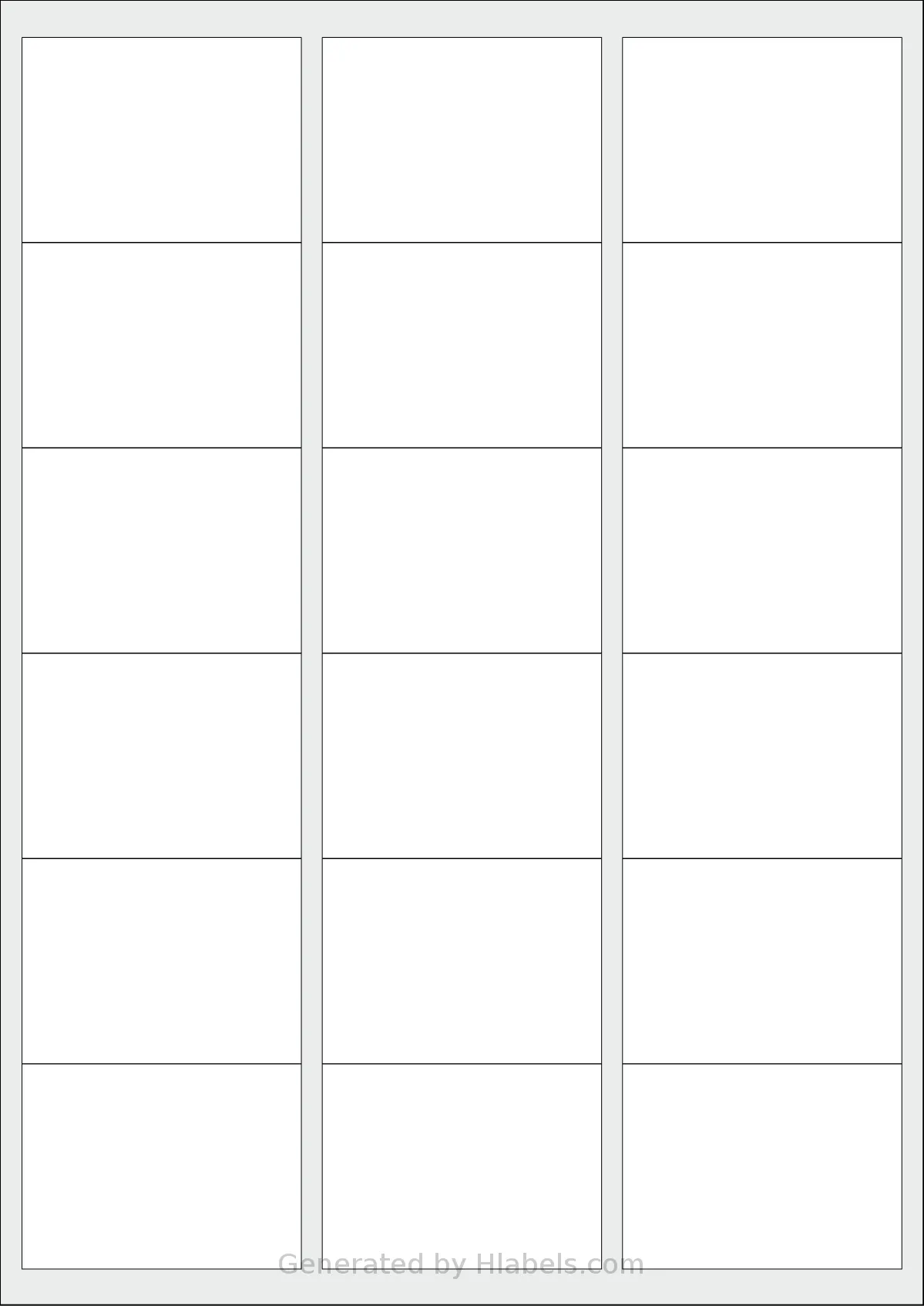 Xerox® 003R96297 template with 18 rectangular 63.5 x 46.6 millimeter labels per sheet, on A4-size adhesive blank label sheets.