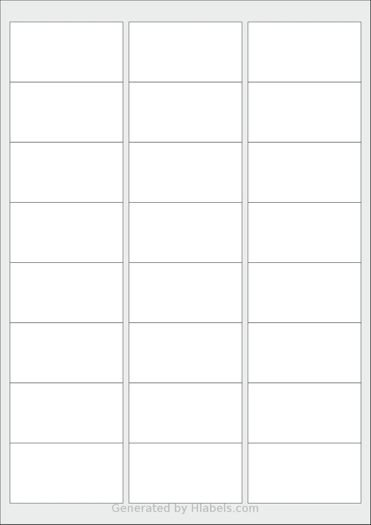 Xerox® 003R97526 template with 24 rectangular 64 x 34 millimeter labels per sheet, on A4-size adhesive blank label sheets.
