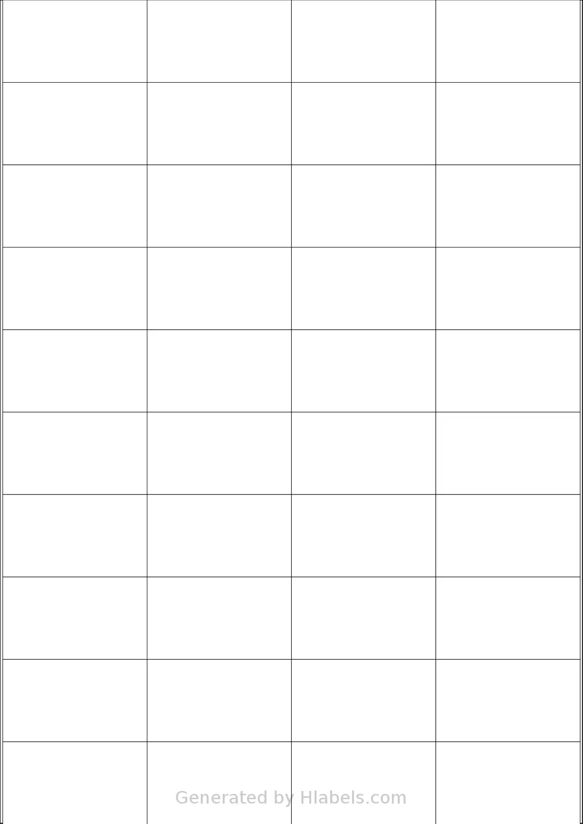 Zolemba® A4-40 template with 40 rectangular 52 x 29.7 millimeter labels per sheet, on A4-size adhesive blank label sheets.
