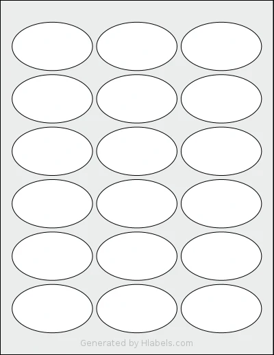 AltroLabels® SLN2515PA-WV template with 18 oval 2.5 x 1.5 inch labels per sheet, on Letter-size adhesive blank label sheets.