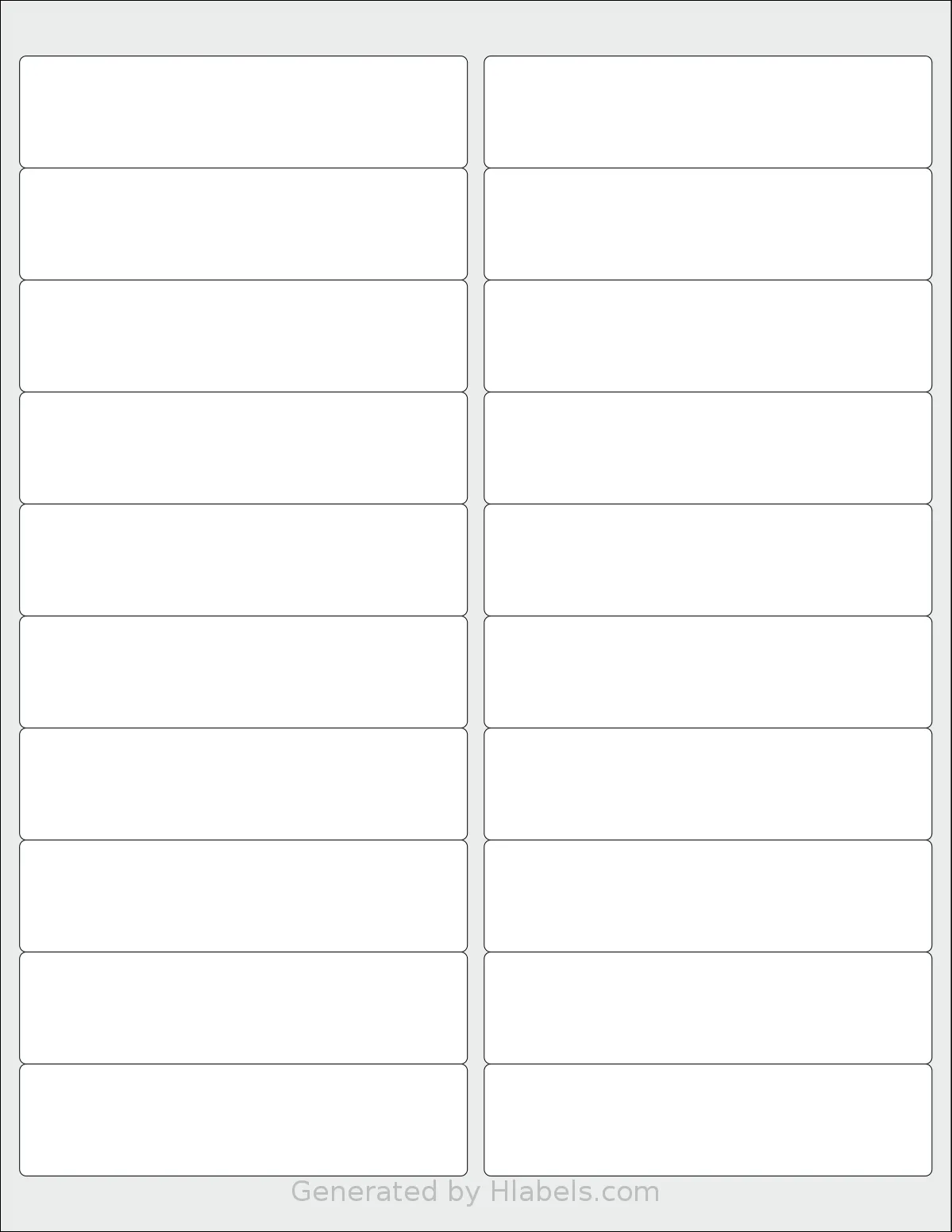 AltroLabels® SLN4010PA-WS template with 20 rectangular 4 x 1 inch labels per sheet, on Letter-size adhesive blank label sheets.