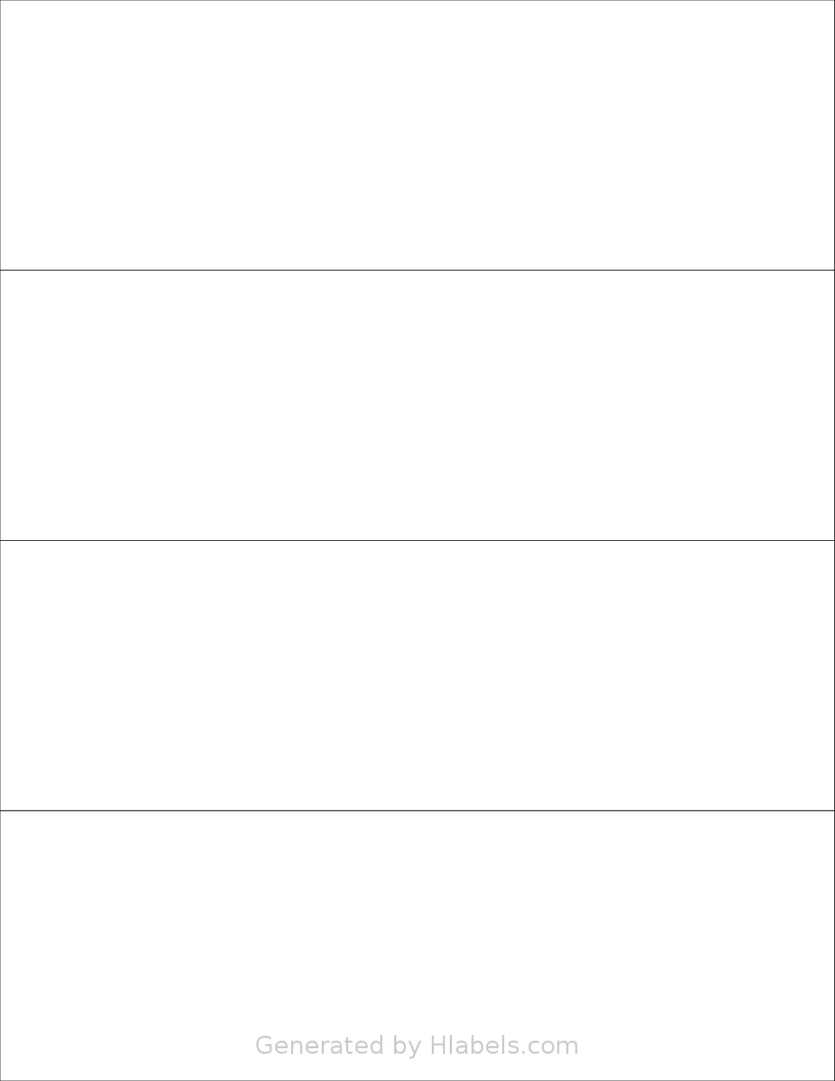 AltroLabels® SLN8527PA-WS template with 4 rectangular 8.5 x 2.75 inch labels per sheet, on Letter-size adhesive blank label sheets.