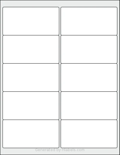 Arlig® 2x4 template with 10 rectangular 4 x 2 inch labels per sheet, on Letter-size adhesive blank label sheets.