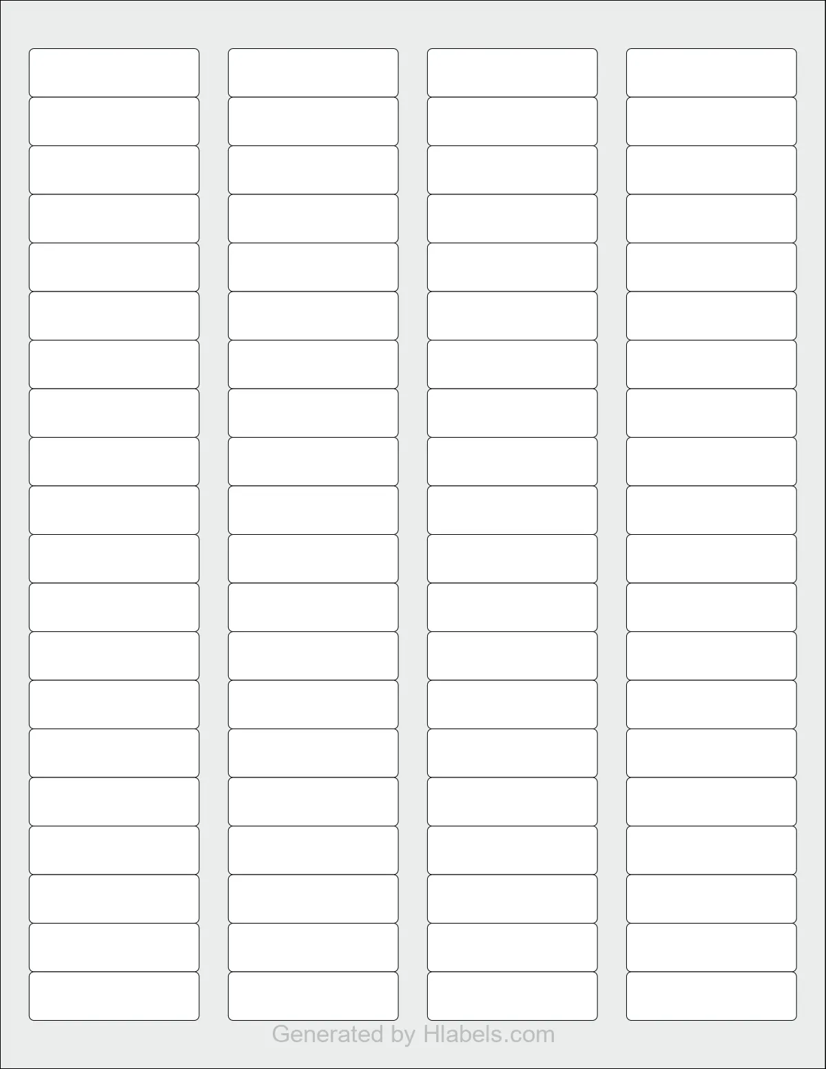 Avery® 15267 template with 80 rectangular 1.75 x 0.5 inch labels per sheet, on Letter-size adhesive blank label sheets.