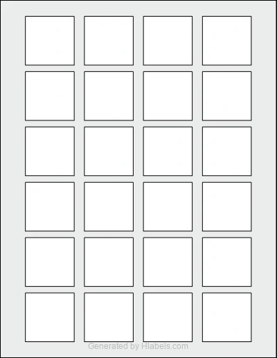 Avery® 22805 Template Avery® 22805 template with 24 square 1.5 x 1.5 inch labels per sheet, on Letter-size adhesive blank label sheets.