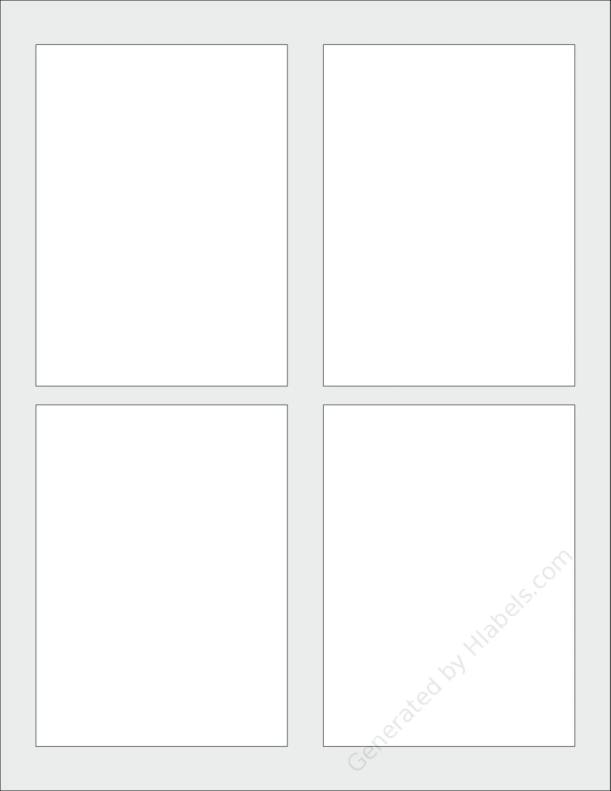Avery® 22811 template with 4 rectangular 3.5 x 4.75 inch labels per sheet, on Letter-size adhesive blank label sheets.