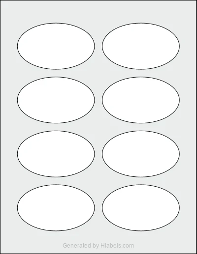 Avery® 22820 Template Avery® 22820 template with 8 oval 3.333 x 2 inch labels per sheet, on Letter-size adhesive blank label sheets.