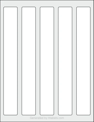 Avery® 22845 template with 5 rectangular 1.25 x 9.75 inch labels per sheet, on Letter-size adhesive blank label sheets.
