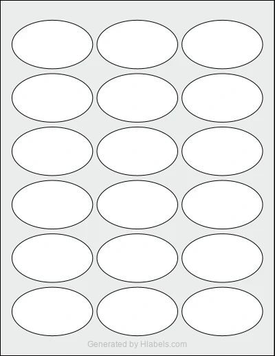 Avery® 22854 Template Avery® 22854 template with 18 oval 2.5 x 1.5 inch labels per sheet, on Letter-size adhesive blank label sheets.