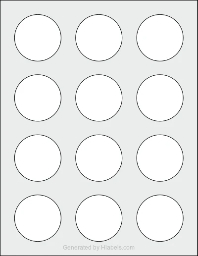 Avery® 22877 Template Avery® 22877 template with 12 circle labels per sheet, each 2 inch in diameter, on Letter-size adhesive blank label sheets.