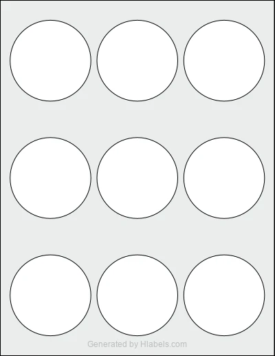 Avery® 22962 Template Avery® 22962 template with 9 circle labels per sheet, each 2.5 inch in diameter, on Letter-size adhesive blank label sheets.