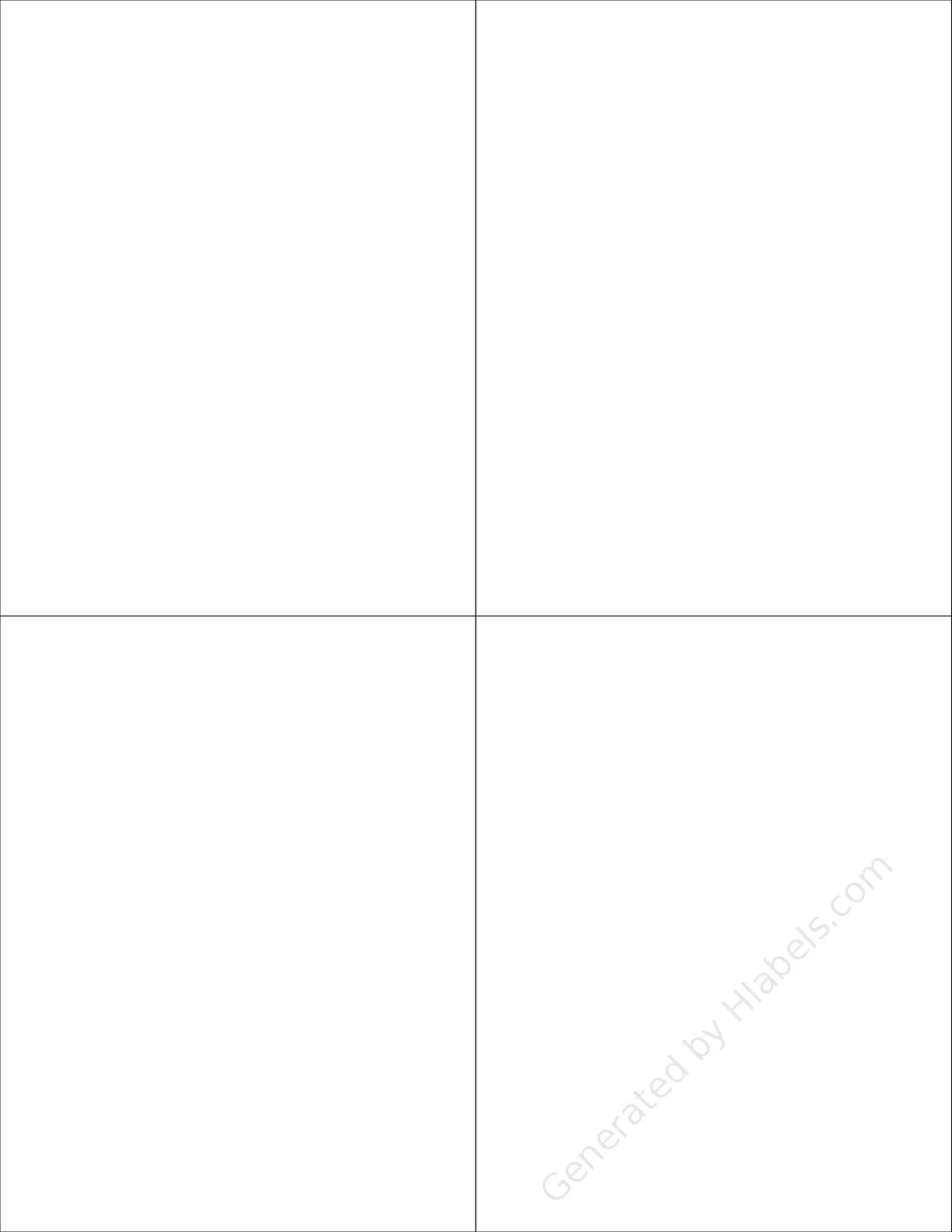 Avery® 33379 template with 4 rectangular 4.25 x 5.5 inch labels per sheet, on Letter-size adhesive blank label sheets.