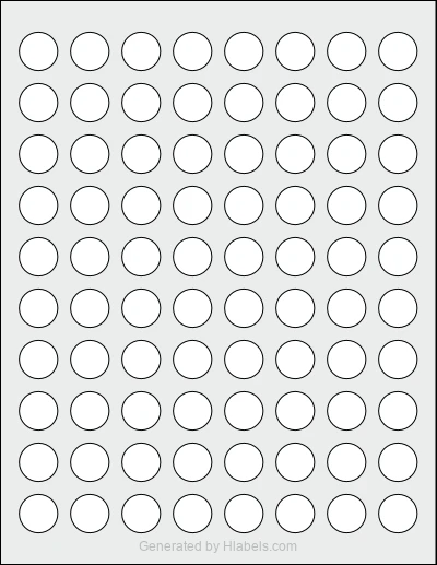 Avery® 4221 Template Avery® 4221 template with 80 circle labels per sheet, each 0.75 inch in diameter, on Letter-size adhesive blank label sheets.