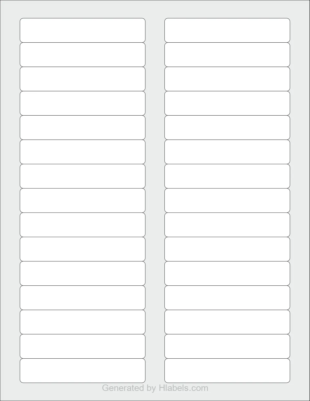 Avery® 5029 template with 30 rectangular 3.438 x 0.666 inch labels per sheet, on Letter-size adhesive blank label sheets.