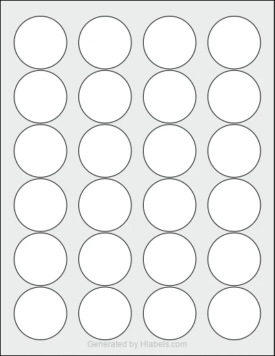 Avery® 5293 Template Avery® 5293 template with 24 circle labels per sheet, each 1.63 inch in diameter, on Letter-size adhesive blank label sheets.